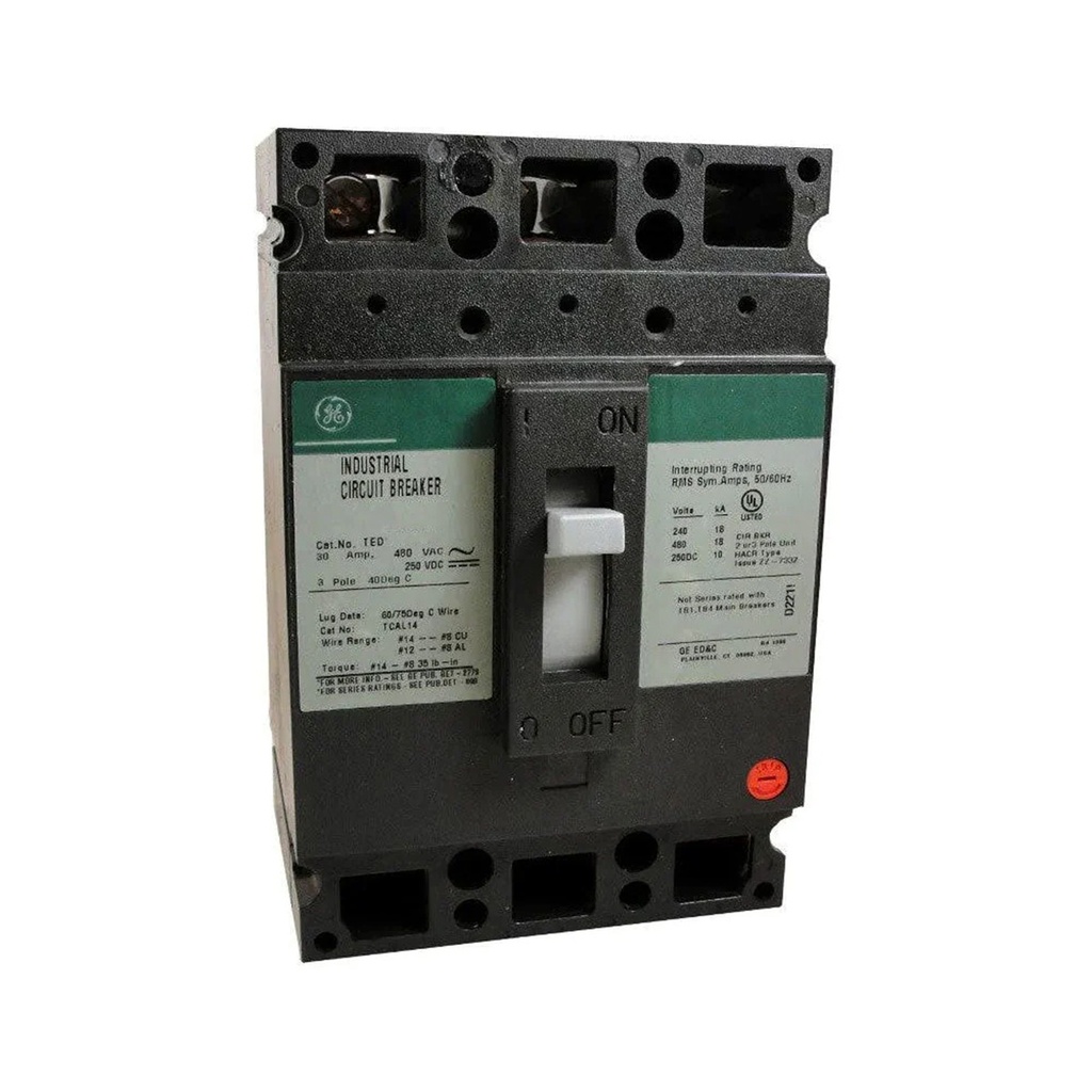 BREAKER SUPERFICIAL INDUSTRIAL DE 3 X 30 AMP TED REF.TED134030WL MARCA GENERAL ELECTRIC