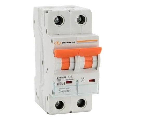 BREAKER TERMOMAGNETICO DE 2 X 2 AMP EN 415 V 50 / 60 HZ REF. 41202 MARCA SAMG ELECTRIC