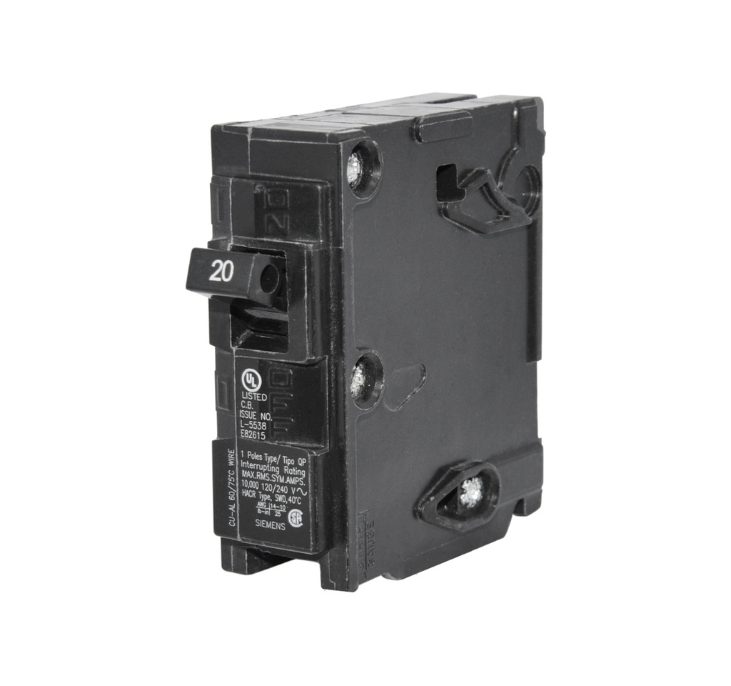 BREAKER PARA EMPOTRAR DE 1 X 20 AMP REF. Q120 MARCA SIEMENS