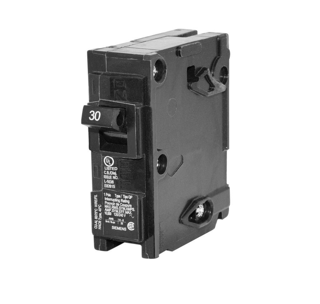 BREAKER PARA EMPOTRAR DE 1 X 30 AMP REF. Q130 MARCA SIEMENS