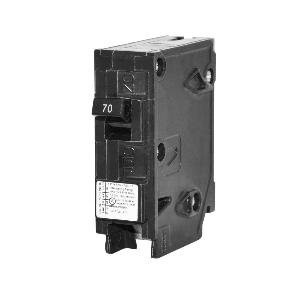 BREAKER PARA EMPOTRAR DE 1 X 70 AMP REF. Q170 MARCA SIEMENS
