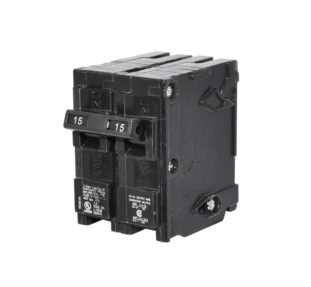 BREAKER PARA EMPOTRAR DE 2 X 15 AMP REF. Q215 MARCA SIEMENS