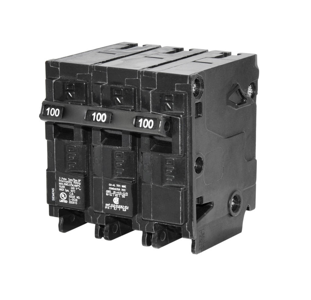 BREAKER PARA EMPOTRAR DE 3 X 100 AMP REF. Q3100 MARCA SIEMENS