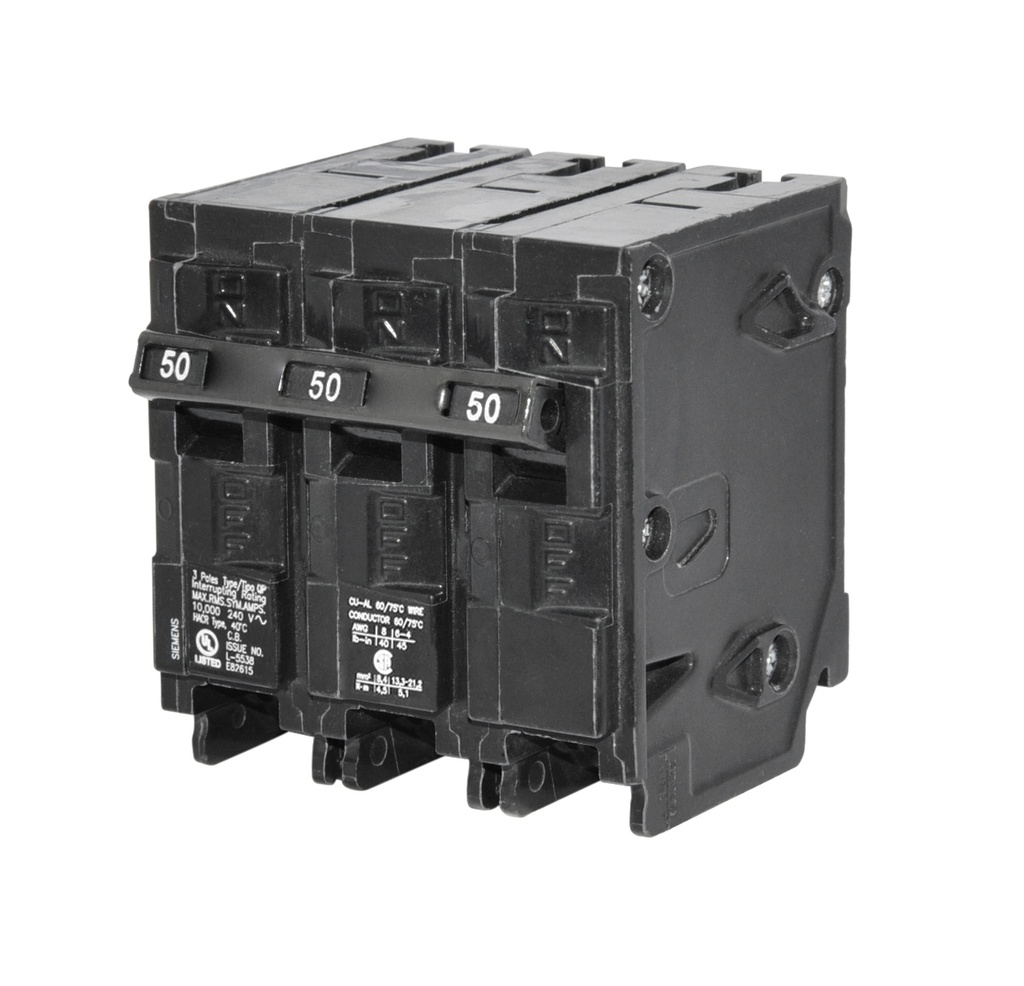 BREAKER PARA EMPOTRAR DE 3 X 50 AMP REF. Q350 MARCA SIEMENS