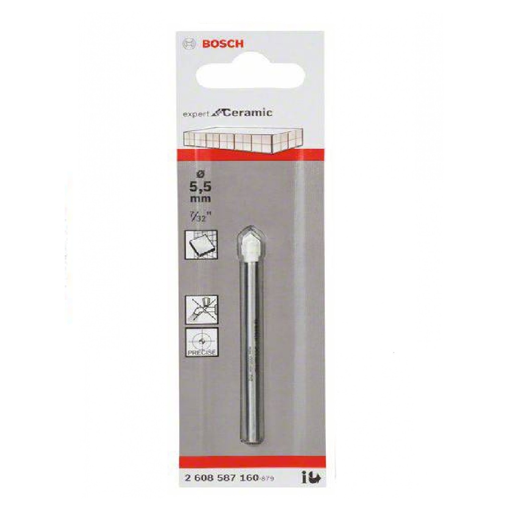 BROCA PARA CERAMICA 5MM X 90MM HEX-9 REF. 2608900589 / 589318/ 232410 MARCA BOSCH