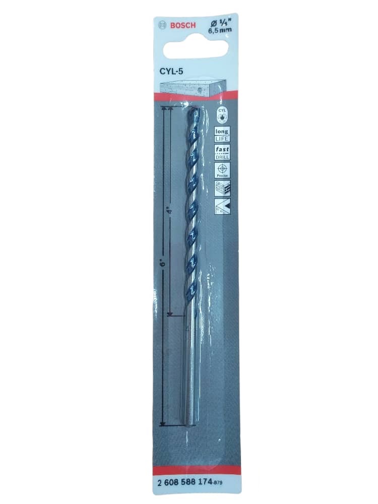 BROCA PARA CONCRETO BLUE GRANITE 1/4" X 4" X 6" CYL-5 REF. 2608588174 / 872130 / 690645 MARCA BOSCH