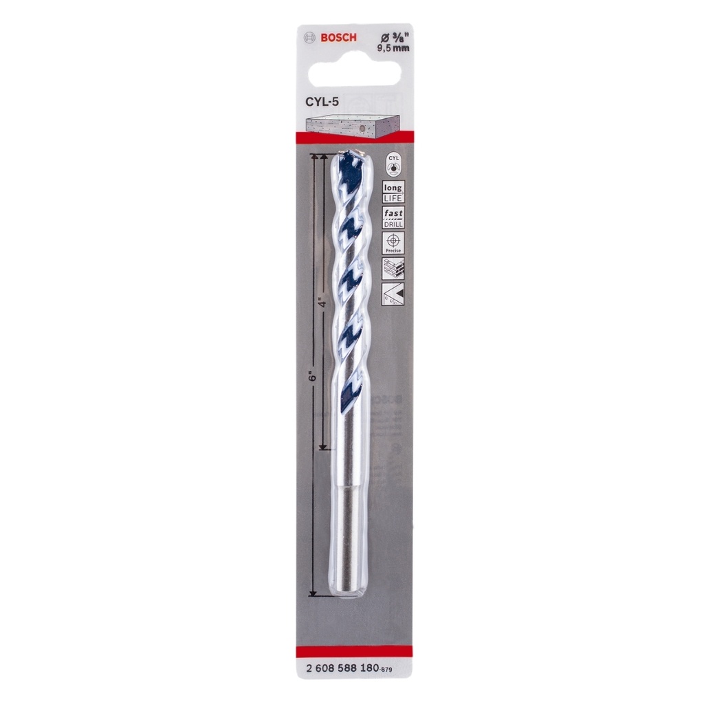 BROCA PARA CONCRETO 3/8" X 4" X 6" BLUE GRANITE CYL-5 REF. 2608588180 / 872156 / 690706 MARCA BOSCH
