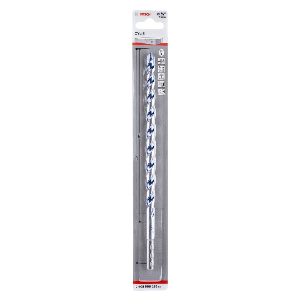 BROCA PARA CONCRETO 3/8" X 8" X 10" BLUE GRANITE CYL-5 REF. 2608588181 / 872159 / 690713 MARCA BOSCH