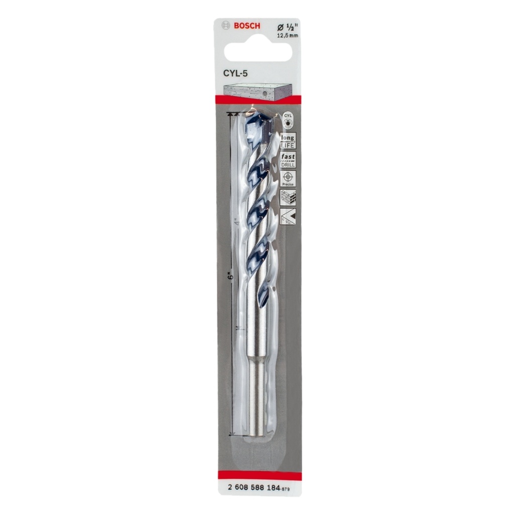 BROCA PARA CONCRETO 1/2"X 4" X 6" BLUE GRANITE CYL-5 REF. 2608588184 / 872178 / 690744 MARCA BOSCH