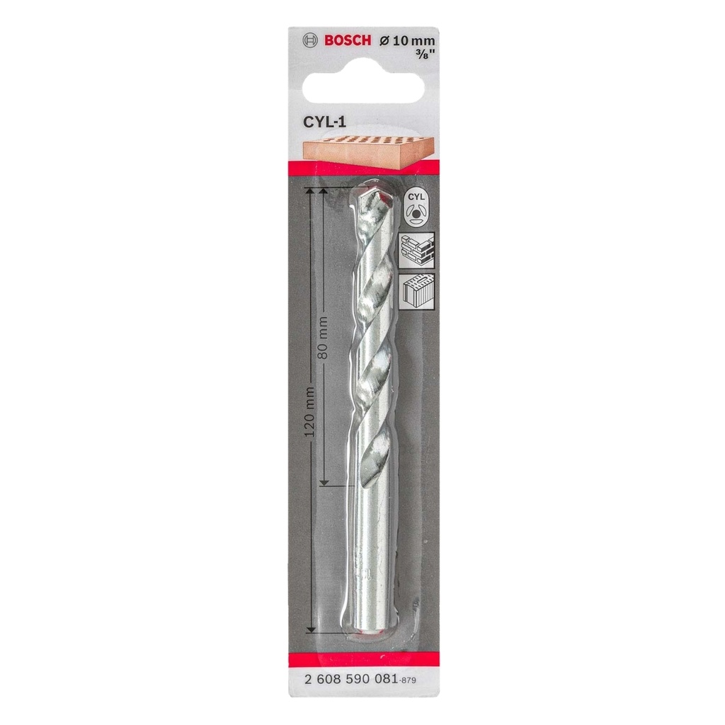 BROCA PARA CONCRETO 3/8" X 4, 23/32 10X80X120MM CYL-1 REF. 2608590081 / 871876 / 434942 MARCA BOSCH