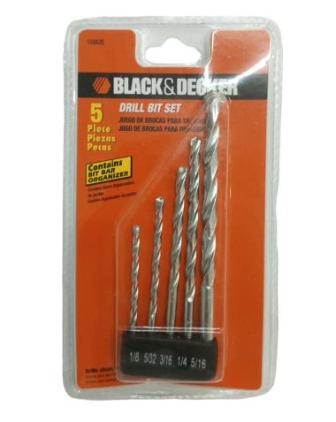 JUEGO DE BROCAS PERCUSION MAMPOSTERIA 5 PZAS 1/8" - 5/16 REF. 16862E MARCA BLACK&DECKER