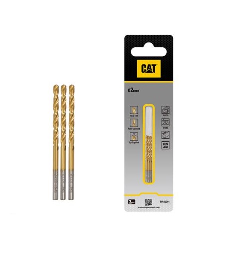 BROCA PARA METAL TITANIO HSS DIN 338 2 MM X 49 MM (3 UNI) REF. DA02001 / 889111 MARCA CAT