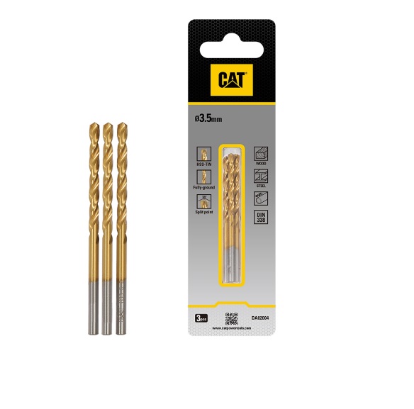 BROCA PARA METAL TITANIO HSS DIN 338 3,5 MM X 65 MM (3 UNI) REF. DA02004 / 889142 MARCA CAT