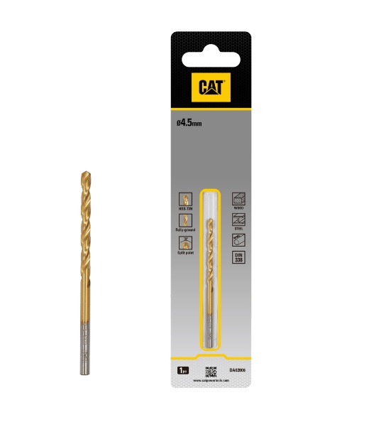 BROCA PARA METAL TITANIO HSS DIN 338 4,5 MM X 80 MM REF. DA02006 / 889166 MARCA CAT