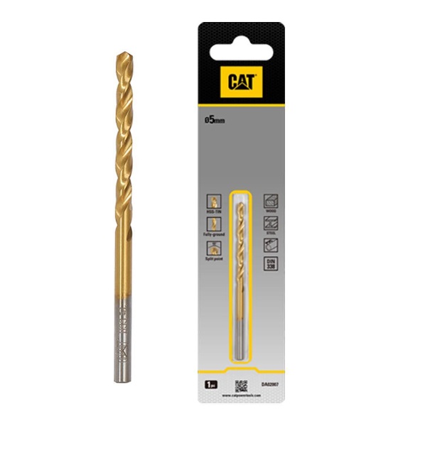 BROCA PARA METAL TITANIO HSS DIN 338 5 MM X 86 MM REF. DA02007 / 889173 MARCA CAT