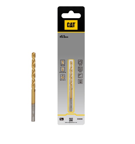 BROCA PARA METAL TITANIO HSS DIN 338 5,5 MM X 93 MM REF. DA02008 / 889180 MARCA CAT