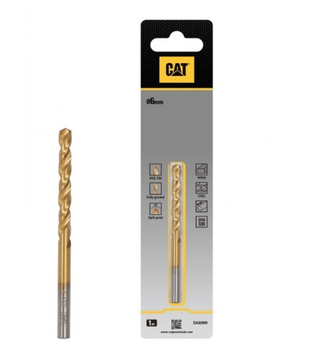 BROCA PARA METAL TITANIO HSS DIN 338 6 MM X 93 MM REF. DA02009 / 889197 MARCA CAT