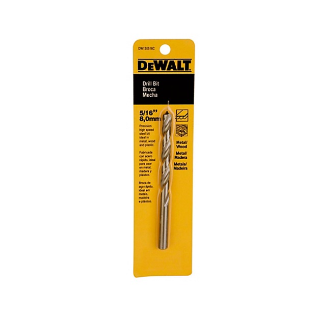 BROCA / MECHA DE ACERO HSS 5/16" PARA METAL Y MADERA REF. DW130516C / MEC-716 MARCA DEWALT