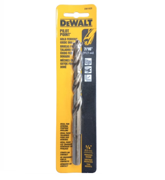 BROCA / MECHA PUNTA DE PILOTO 7/16" P/METAL Y MADERA REF. DW1928 MARCA DEWALT