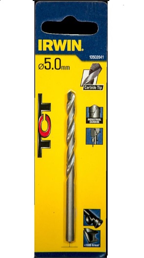 BROCA / MECHA PUNTA DE WIDIA TCT 5.00 MM X 52 MM COD. 303666 REF. 10502641 MARCA IRWIN
