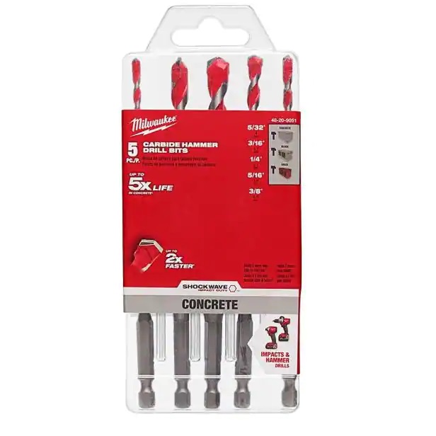 JUEGO DE BROCAS PERCUSION MAMPOSTERIA 5 PZAS REF. MET-48-20-9051 MARCA MILWAUKEE