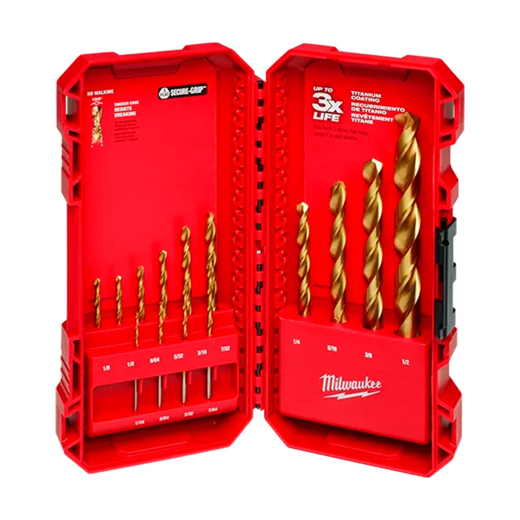 JUEGO DE BROCAS TITANIO 14 PZAS REF. MET-48-89-0011 MARCA MILWAUKEE