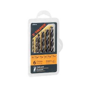 JUEGO DE BROCAS 6 PZAS PARA MADERA MOD. JBMA-6 REF. 11337 MARCA TRUPER