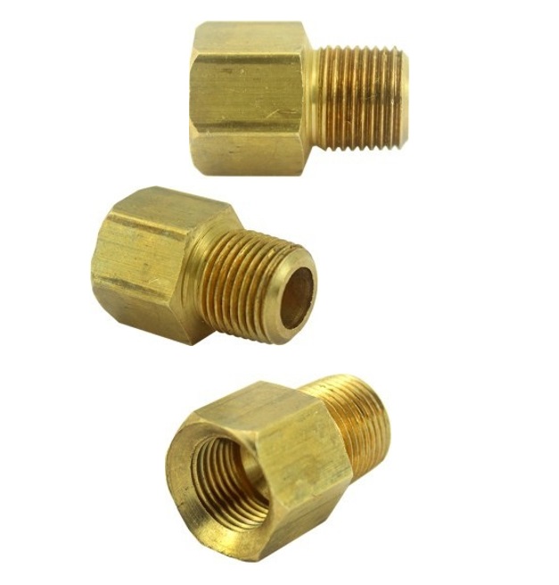 BUSHING REDUCTOR HEMBRA - MACHO DE LATON - ROSCA NPT X NPT 3/8X1/2" REF. 120-BV-12X16 MARCA VENEPRO