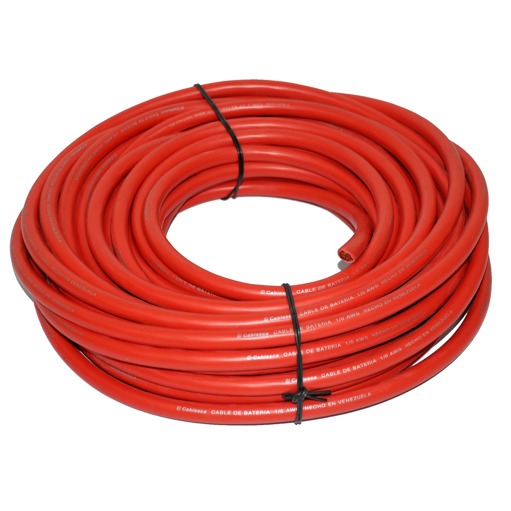 CABLE FLEXIBLE PARA BATERIA NRO. 1/0 AWG POR METRO COLOR ROJO MARCA CABLESCA