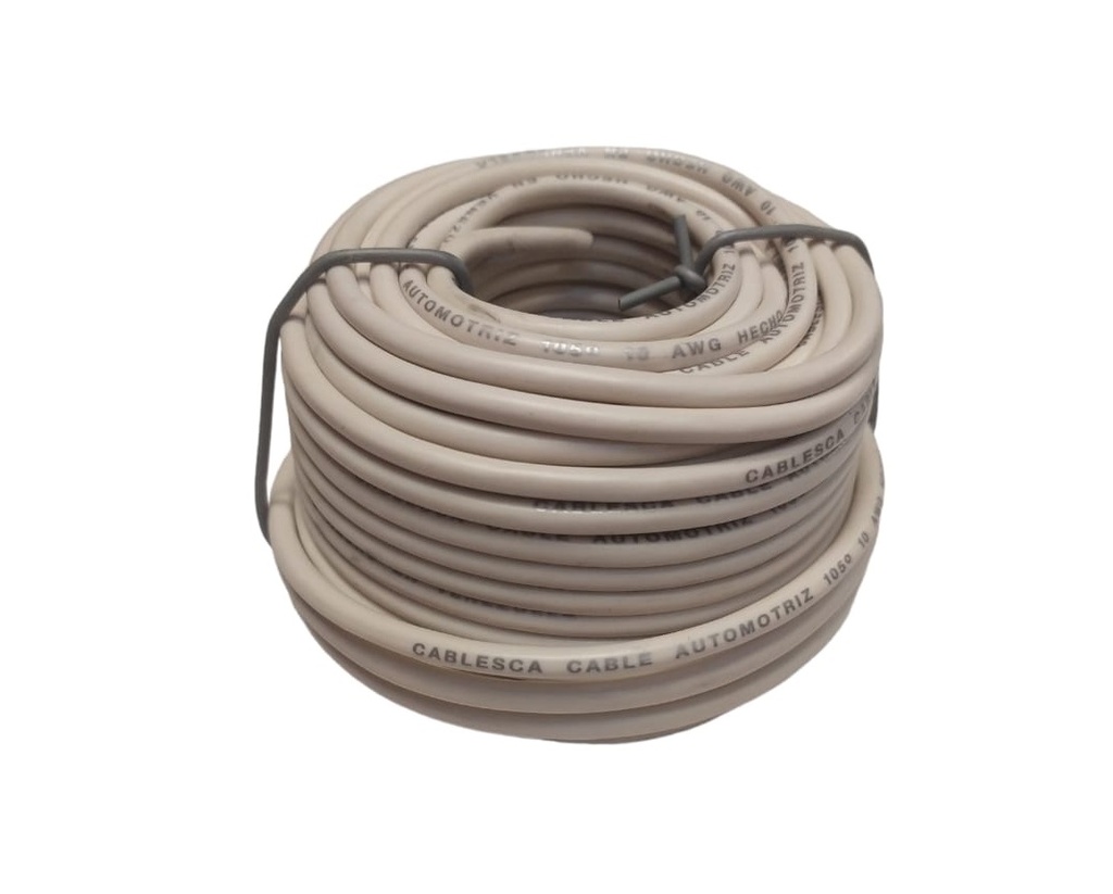 CABLE AUTOMOTRIZ NRO. 10 AWG 105 °C 600V / COLOR BLANCO ROLLO DE 20 MTS MARCA CABLESCA