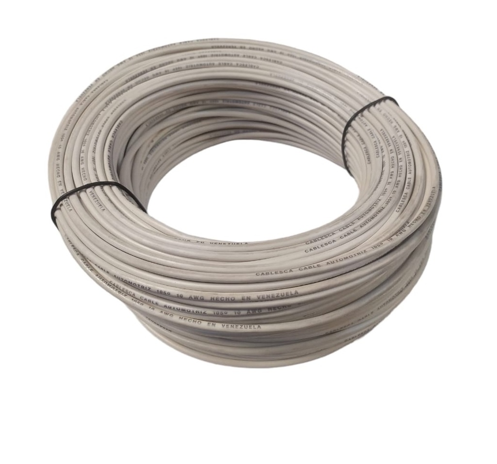 CABLE AUTOMOTRIZ NRO. 10 AWG 105 °C 600V / COLOR BLANCO ROLLO DE 100 MTS MARCA CABLESCA