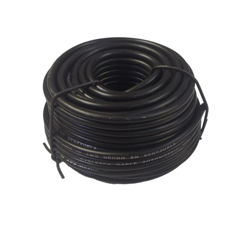 CABLE AUTOMOTRIZ NRO. 10 AWG 105 °C 600V / COLOR NEGRO ROLLO DE 20 MTS MARCA CABLESCA