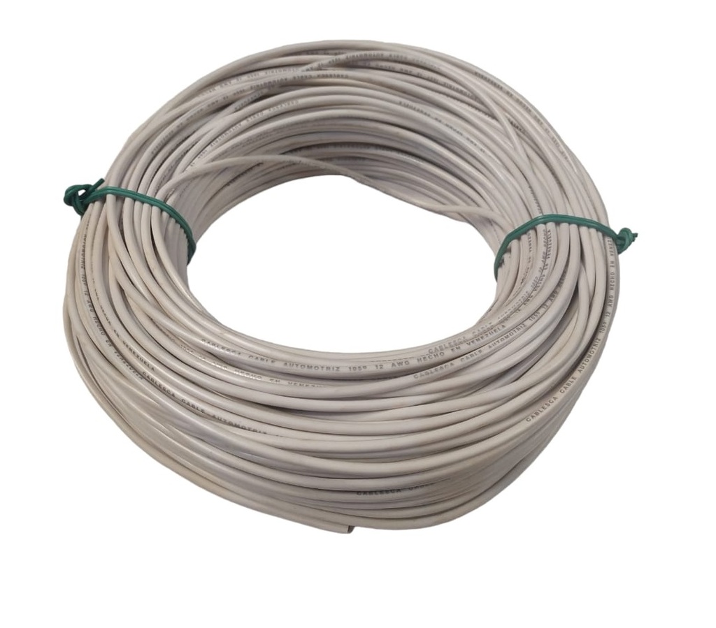 CABLE AUTOMOTRIZ NRO. 12 AWG 105 °C 600V / COLOR BLANCO POR METRO MARCA CABLESCA