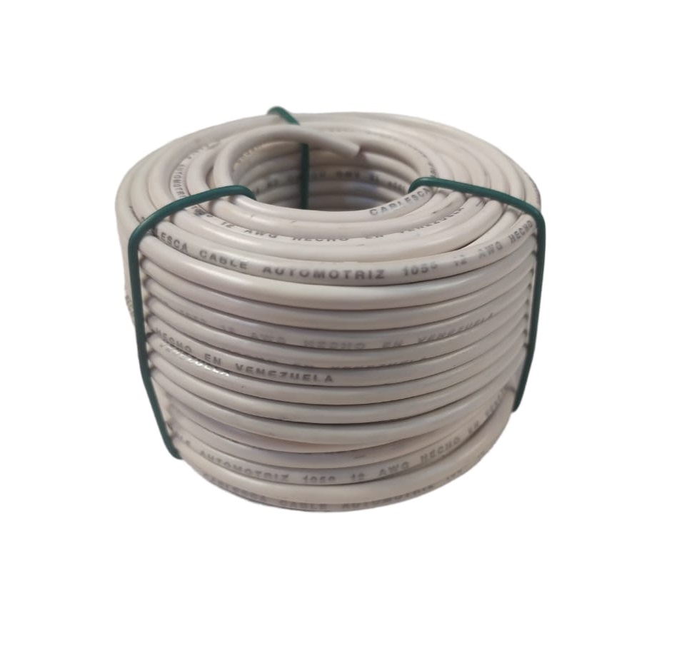 CABLE AUTOMOTRIZ NRO. 12 AWG 105 °C 600V / COLOR BLANCO ROLLO DE 20 MTS MARCA CABLESCA