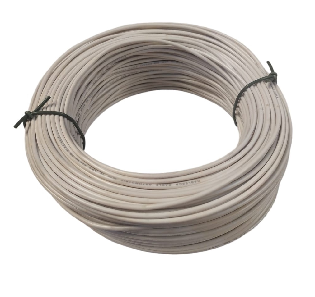 CABLE AUTOMOTRIZ NRO. 14 AWG 105 °C 600V / COLOR BLANCO ROLLO DE 100 MTS MARCA CABLESCA