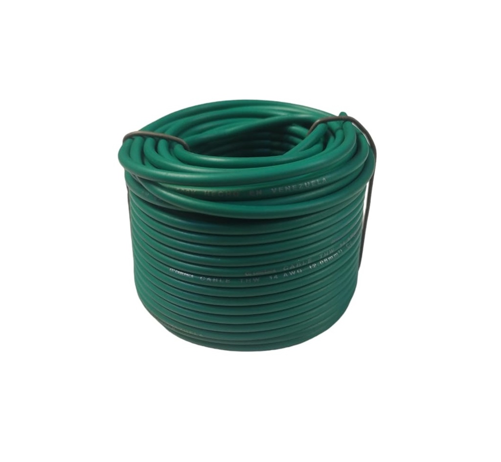 CABLE THHW NRO. 14 AWG 90°C 600V / COLOR VERDE ROLLITO 20 MTS MARCA CABLESCA