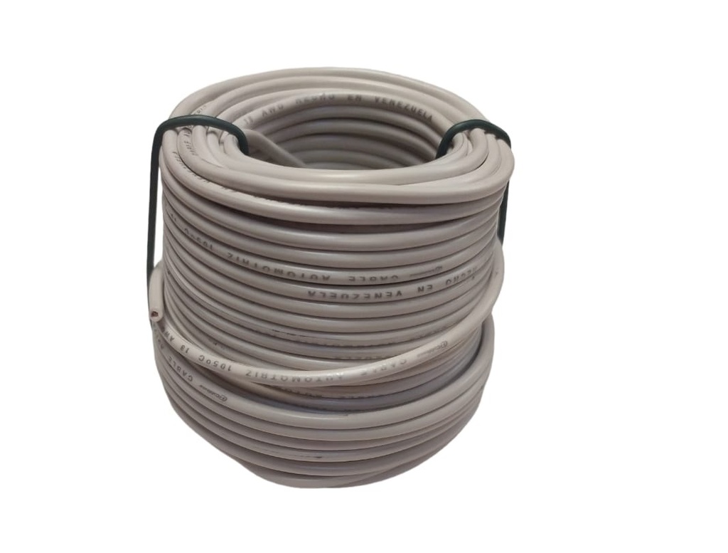 CABLE AUTOMOTRIZ NRO. 18 AWG 105 °C 600V / COLOR BLANCO ROLLITO DE 20 MTS MARCA CABLESCA