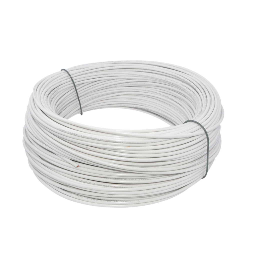 CABLE AUTOMOTRIZ NRO. 18 AWG 105 °C 600V / COLOR BLANCO ROLLO DE 100 MTS MARCA CABLESCA