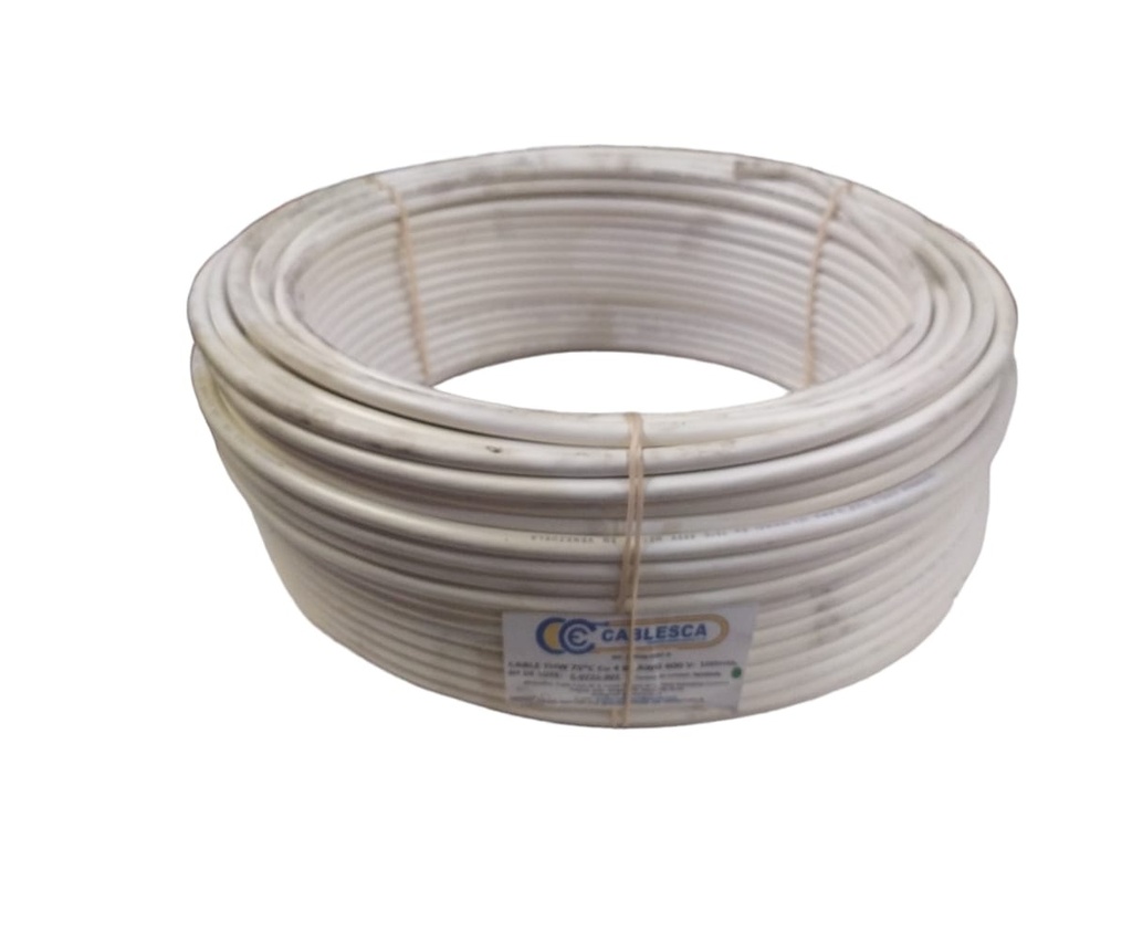 CABLE THHW NRO. 2 AWG 90°C 600V / COLOR BLANCO ROLLO 100 MTS MARCA CABLESCA
