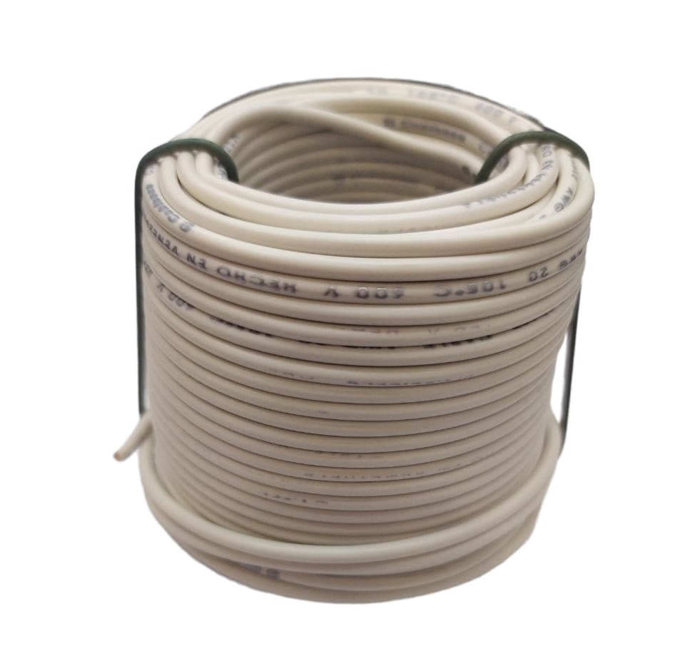 CABLE AUTOMOTRIZ NRO. 20 AWG 105 °C 600V / COLOR BLANCO ROLLITO DE 20 MTS MARCA CABLESCA