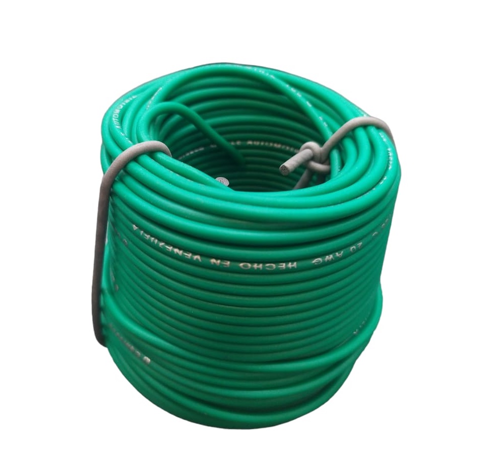 CABLE AUTOMOTRIZ NRO. 20 AWG 105 °C 600V / COLOR VERDE ROLLITO DE 20 MTS MARCA CABLESCA