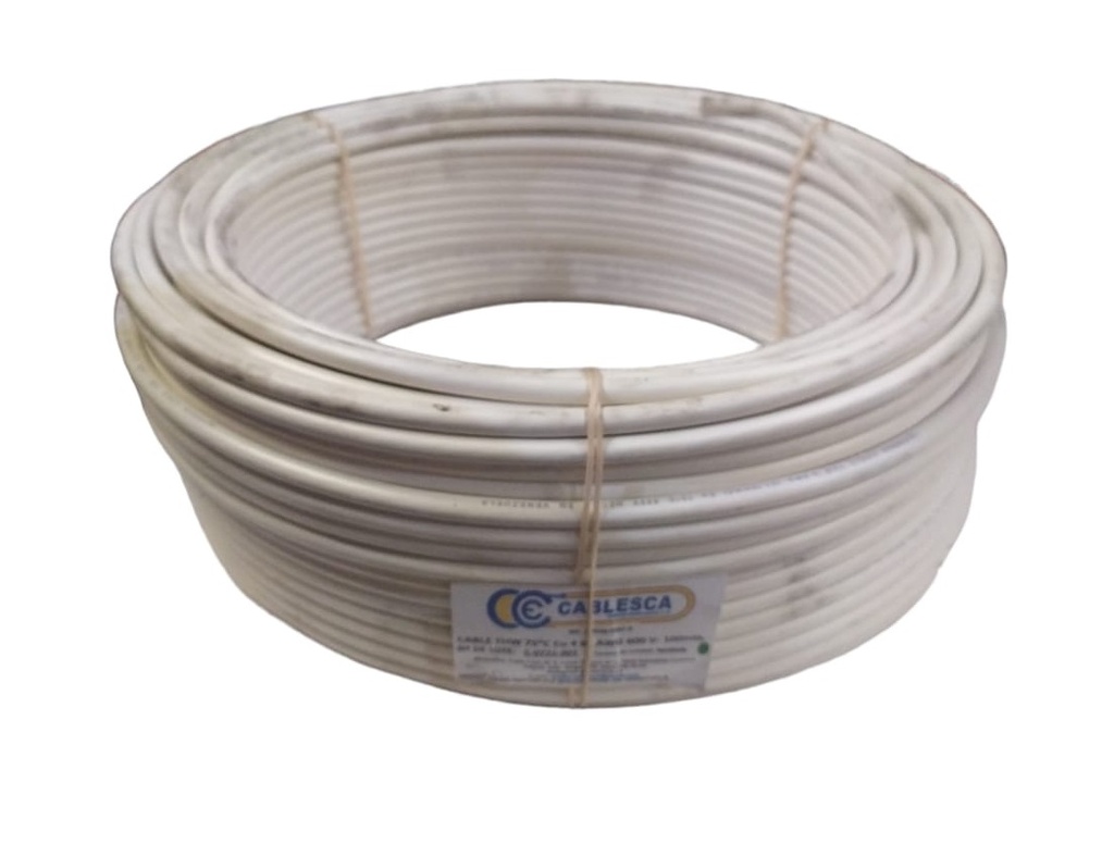 CABLE THHW NRO. 4 AWG 75°C 600V / COLOR BLANCO POR METRO MARCA CABLESCA