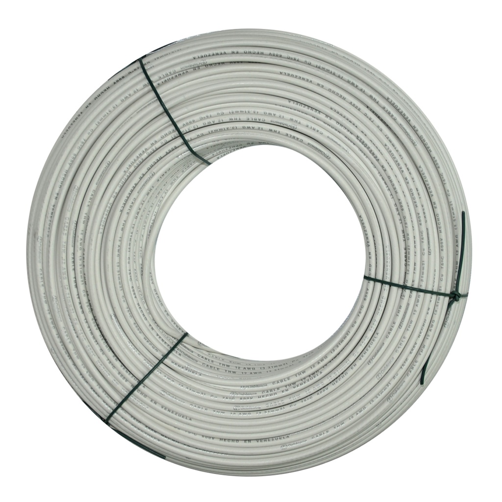 CABLE THHW NRO. 8 AWG 90°C 600V / COLOR BLANCO ROLLO 100 MTS MARCA CABLESCA