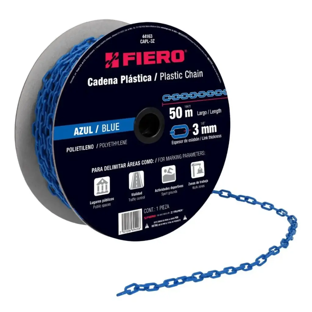 CADENA PLASTICA AZUL DE 3 MM MOD. CAPL-3Z POR METRO REF. 44163 MARCA FIERO