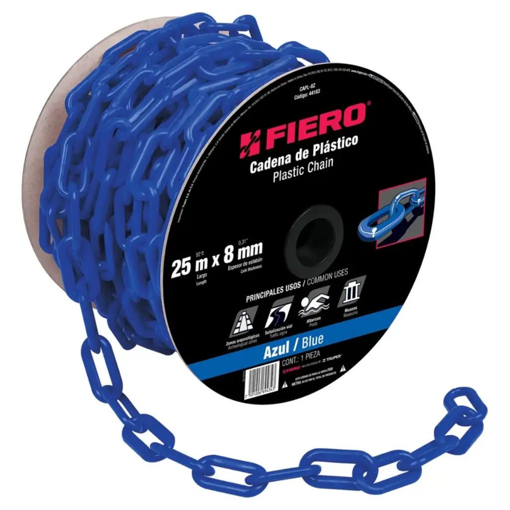 CADENA PLASTICA AZUL DE 8 MM MOD. CAPL-8Z POR METRO REF. 44183 MARCA FIERO