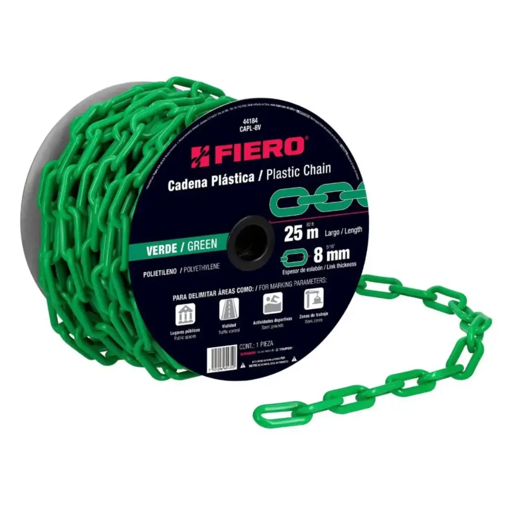 CADENA PLASTICA VERDE DE 8 MM MOD. CAPL-8V POR METRO REF. 44184 MARCA FIERO