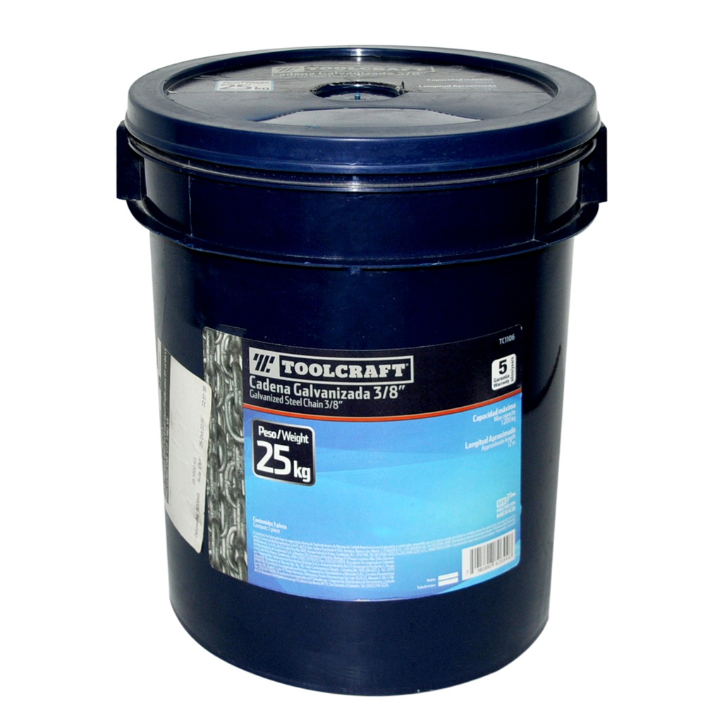 CADENA GALVANIZADA 3/8" DE ESPESOR POR KILO (INF. 25 KG X 12 MTS) REF. TC-1106 MARCA TOOLCRAFT