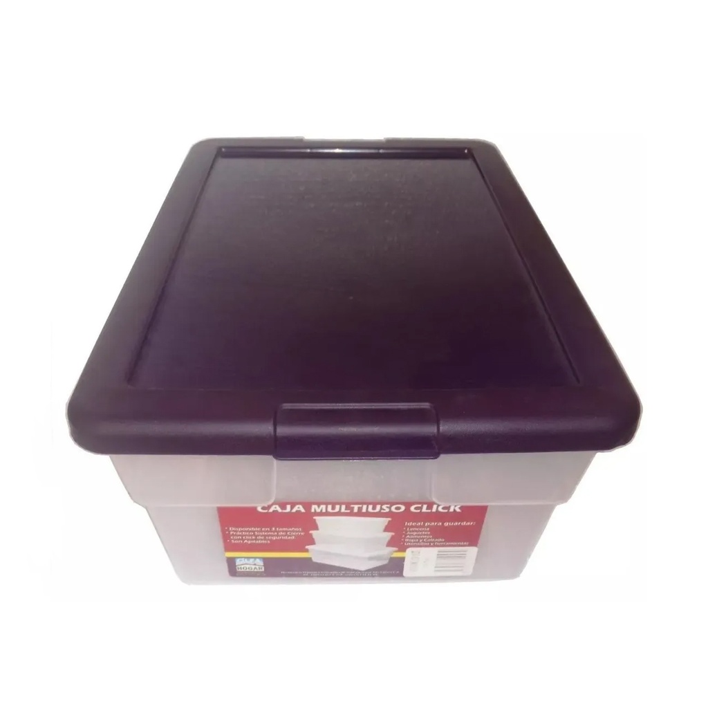 CAJA MULTIUSO DE PLASTICO 62 LTS CON TAPA CLICK ( 61 CM X 42 CM X 33 CM) REF. 21620 MARCA ALFA HOGAR
