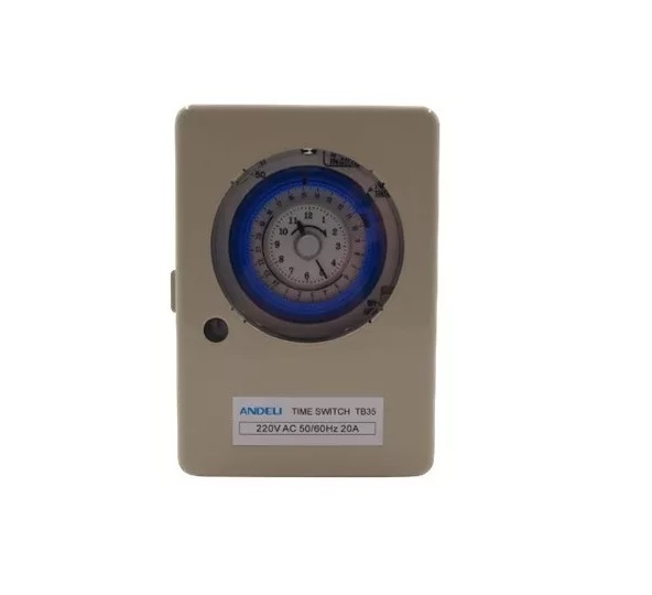INTERRUPTOR HORARIO ANALOGICO BORNERA TB-35 AC 220V 10A 24 IP20 24HRS REF. CON20263 MARCA ANDELI