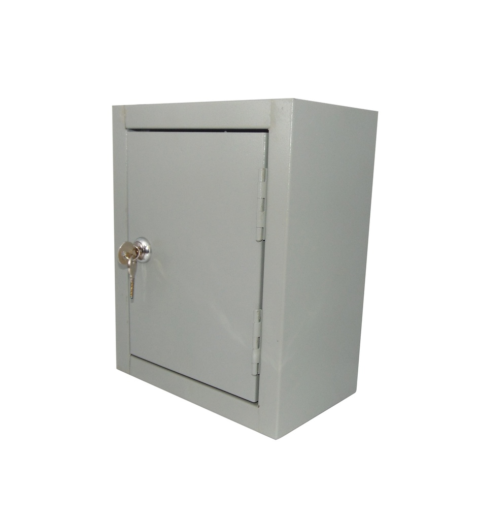 CAJA DE CONTROL ELECTRICO CON PUERTA Y CERRADURA DE 25 X 20 X 12 CM LAMINA DE 70 MM MARCA DISMEVEN